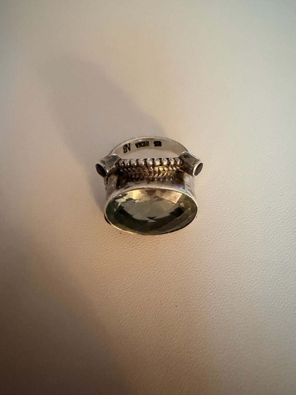 Nicky Butler Signed Prasiolite and Amethyst 925 Sterling Silver Cocktail Ring